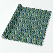 Retro Blue Green Grey Sea Waves Muster Geschenkpapier (Ungerollt)