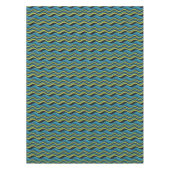 Retro Blue Green Grey Sea Waves Muster Tischdecke (Vorderseite)