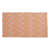 Retro Blue & Green Vines auf orangefarbenem Muster Kissenbezug (Rückseite-Links)