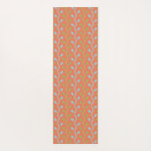Retro Blue & Green Vines auf orangefarbenem Muster Yogamatte (Rückseite)