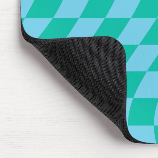 Retro Blue Green Wavy Warted Checkerboard Mousepad (Ecke)