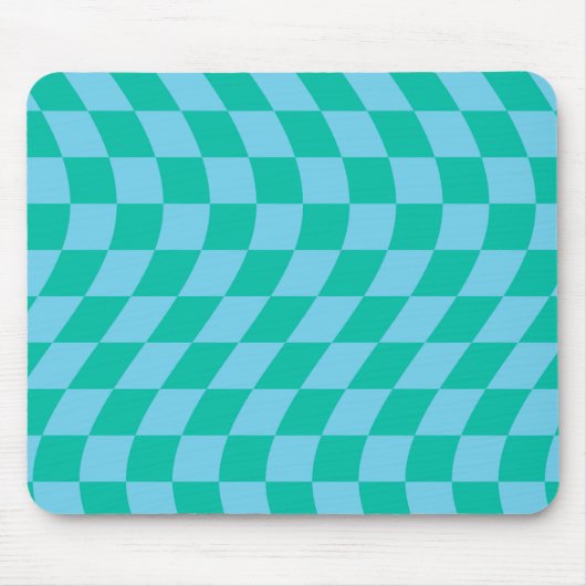 Retro Blue Green Wavy Warted Checkerboard Mousepad (Vorne)