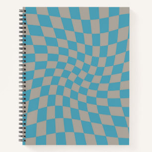 Retro Blue Grey Karo Warped Karos überprüft Notizblock
