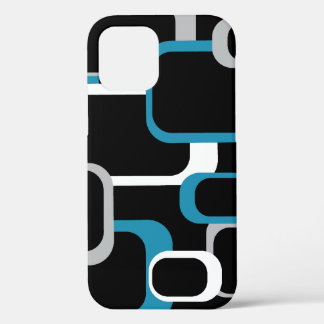Retro Blue Grey White Squares Muster Case-Mate iPhone Hülle