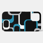 Retro Blue Grey White Squares Muster Case-Mate iPhone Hülle (Rückseite (Horizontal))