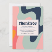 Retro Blue Groovy 70er Foto Dankeskarte (Rückseite)