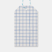 Retro Blue Hand Drawn Gingham Bow Baby Boy Geschenkanhänger (Rückseite)