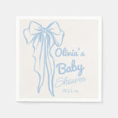Retro Blue Hand Gezeichnet Bow Baby Boy Shower Serviette (Vorderseite)