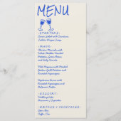 Retro Blue Hand Written Drawn Wine Wedding Menu Menükarte (Vorderseite)