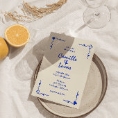 Retro Blue Handgeschriebene Whimsical Wedding Einladung