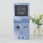 Retro Blue Handheld Gaming Birthday Invitation Einladung (Stehend Vorderseite)