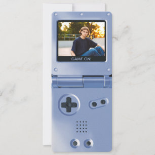 Retro Blue Handheld Gaming II Geburtstagseinladung Einladung