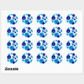 Retro Blue Hanukkah Dots Runder Aufkleber (Blatt)