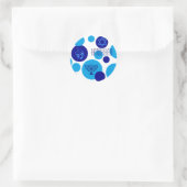 Retro Blue Hanukkah Dots Runder Aufkleber (Tasche)