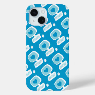 Retro Blue Heart Computer Geeky iPhone 12 Fall 15 Hülle