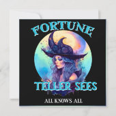 Retro Blue Hexe Halloween Karten (Vorderseite)