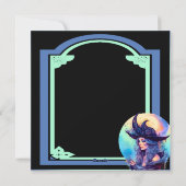 Retro Blue Hexe Halloween Karten (Rückseite)