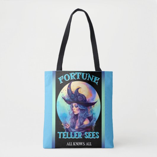 Retro Blue Hexe Halloween Tasche (Vorderseite)