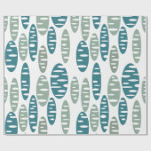 Retro Blue Holey Ovals Geschenkpapier (Flach)