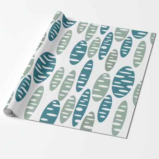 Retro Blue Holey Ovals Geschenkpapier (Ungerollt)