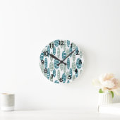 Retro Blue Holey Ovals Runde Wanduhr (Zuhause)