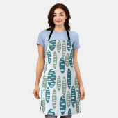 Retro Blue Holey Ovals Schürze (Getragen)