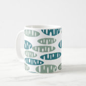 Retro Blue Holey Ovals Tasse (Vorderseite Links)