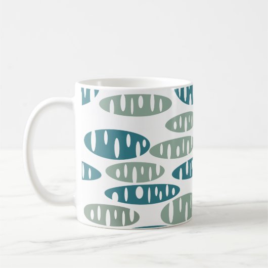 Retro Blue Holey Ovals Tasse (Links)