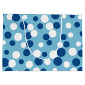 Retro Blue Holiday Dots Große Geschenktasche Große Geschenktüte (Rückseite)