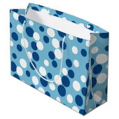 Retro Blue Holiday Dots Große Geschenktasche Große Geschenktüte (Rückseite Schrägansicht)