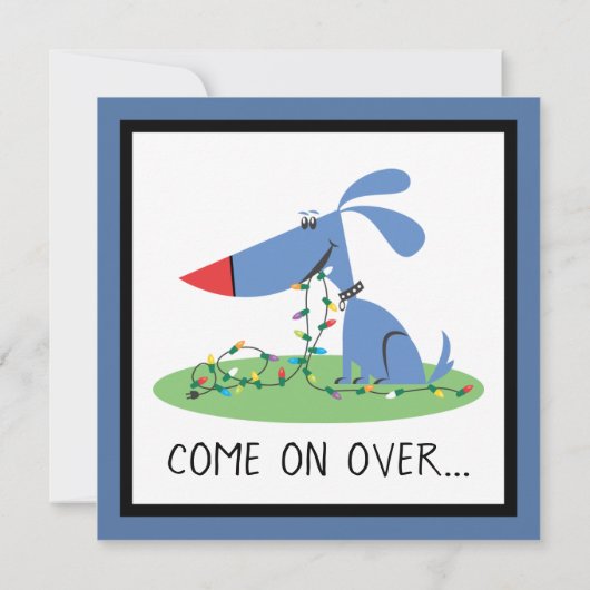 Retro Blue Hund Weihnachts-Einladung Einladung (Rückseite)