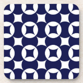 Retro Blue Interlocking Circles Shippo Geometric Getränkeuntersetzer (Vorderseite)