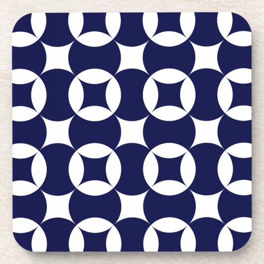 Retro Blue Interlocking Circles Shippo Geometric Getränkeuntersetzer (Vorderseite)