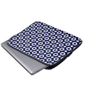Retro Blue Interlocking Circles Shippo Geometric Laptopschutzhülle (Vorne Knopf)