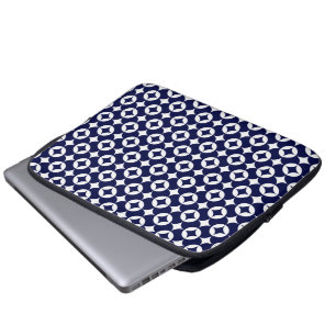Retro Blue Interlocking Circles Shippo Geometric Laptopschutzhülle