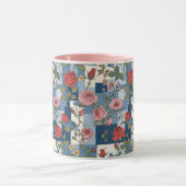 Retro Blue Jean Denim Patchwork mit Rose Tasse (Zentrum)