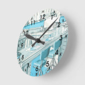 Retro Blue Kitchen Runde Wanduhr (Winkel)