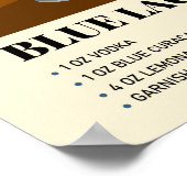 Retro Blue Lagoon Cocktail Recipe Artwork Poster (Ecke)