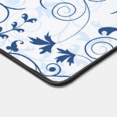 Retro Blue Leaf Swirl Muster Monogramm Schreibtischunterlage (Ecke)