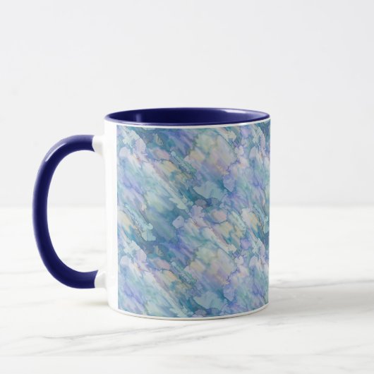 Retro Blue Lila Raindrop Muster Tasse (Links)