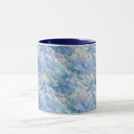 Retro Blue Lila Raindrop Muster Tasse (Zentrum)