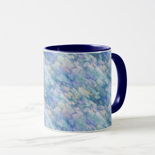 Retro Blue Lila Raindrop Muster Tasse (VorderseiteRechts)