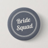 Retro Blue Linen Bride's Squad Bridesmaid Button (Vorderseite)