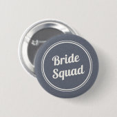 Retro Blue Linen Bride's Squad Bridesmaid Button (Vorne & Hinten)