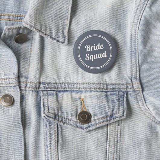 Retro Blue Linen Bride's Squad Bridesmaid Button (Beispiel)