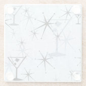 Retro Blue Martini Stars Glasuntersetzer (Rückseite)