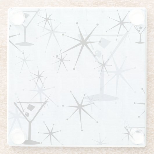 Retro Blue Martini Stars Glasuntersetzer (Rückseite)
