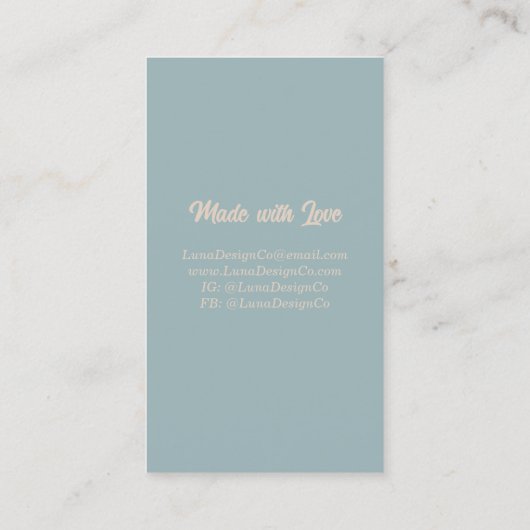 Retro Blue Minimal 1 Button Schmuck Business Card Visitenkarte (Rückseite)