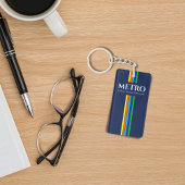 Retro Blue Modern Stripes Business-Logo Schlüsselanhänger