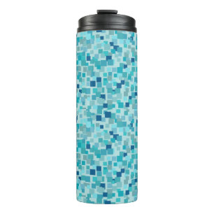Retro Blue Mosaic Thermal Tumbler Thermosbecher